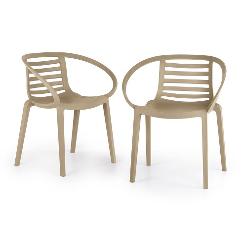 Wrghome Syracuse Modern Outdoor indoor Plastic Resin Stacking Patio Dining Chairs set Of 2 Taupe Target
