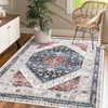 Machine Washable Floral Medallion Living Room Rugs, Indoor Vintage Distressed Bedroom Carpet, Non Slip Low Pile Floor Cover for Dining Room - 2 of 4