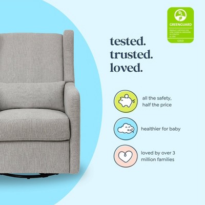 Arlo Performance Grey Linen Wood Swivel Recliner
