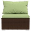 vidaXL 6 Piece Patio Lounge Set with Modular Design in PE Rattan and Steel - Comfortable Outdoor Furniture with Cushions in Brown and Green. - 3 of 4