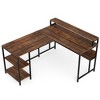 Resenkos Computer Desk, Gaming Desk,Reversible L-Shaped Desk, 59" Corner Desk with Shelves & Monitor Stand,Brown - 2 of 3