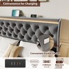GustoWave Velvet Upholstered Platform Bed Frame, with LED Lights/Charging Station/Wingback Headboard/4 Storage Drawers - 4 of 4