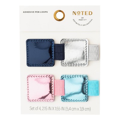Noted by Post-it 4pk Metallic Adhesive Pen Loop Holders