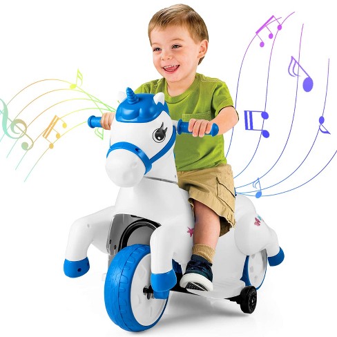 Costway 12v Kids Ride On Unicorn Toy W Training Wheels Music One button Start Horse Toy Target