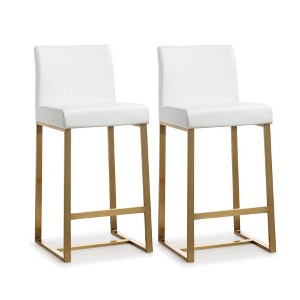 TOV Furniture Denmark Performance Vegan Leather Stool with Gold Base - Set of 2 - 1 of 4