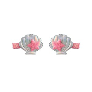 Summer Crystal - Sea Shell Hair Clips with Embedded Pearl - 1 Pair - 1 of 4