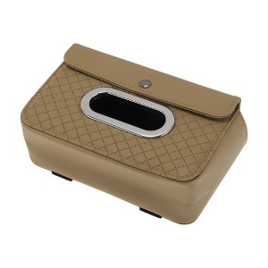 Unique Bargains Car Tissue Box Organizer Diamond Pattern PU Leather 8.27"x4.92"x2.95" 1 Pcs - 1 of 4