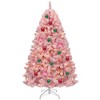 4.5ft/6ft/7.5ft Prelit Pink Flocked Artificial Christmas Tree with 400/928/1346 Tips and 200/250/550 Lights - 2 of 4