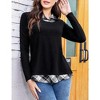 Women's Contrast Collared Shirts Patchwork Work Blouse Tunics Tops - 4 of 4