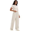 ATHLECHIC Women's 2 Piece Sets Short Sleeve Crew Neck Long Wide Leg with Pockets Pants - 3 of 4