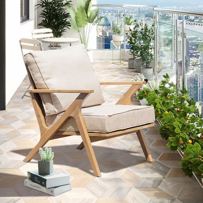 Lilian Acacia Wood Patio Accent Chair Set, Accent Arm Chair with Cushions, Indoor&Outdoor Furniture - Maison Boucle
