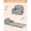 2-in-1 Convertible Kids Sofa with Teddy Fleece, Foldable Toddler Lounger for Playroom, Bedroom, Nursery, Gift for Boys and Girls - 2 of 4