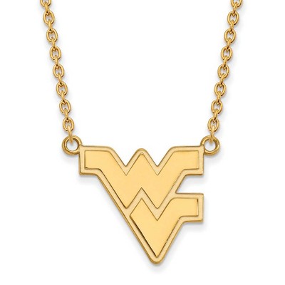 Black Bow Jewelry 10k Yellow Gold West Virginia Mountaineers NCAA Necklace 18 Inch