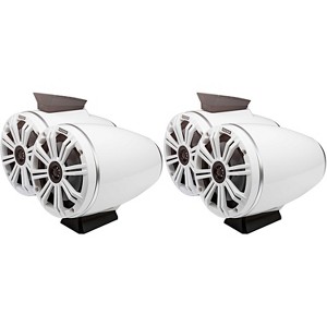Kicker ( 2 Pair ) KMFC65W 6.5" Flat Mount Loaded Marine Wake Towers with 46KM654L Speakers - White Grills And Enclosures - 1 of 4