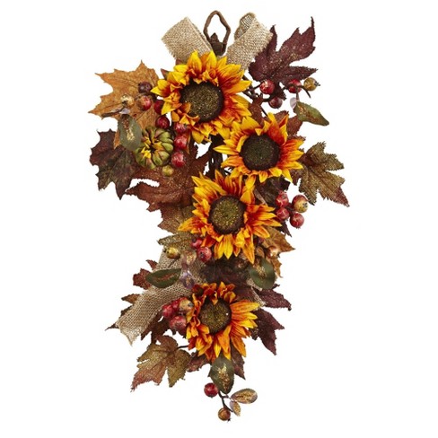 Nearly Natural Golden Sunflower Candelabrum Silk Flower Arrangement