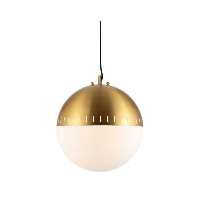 15.75&#34; Adjustable Iron and Glass Remy Art Deco Mid Century Globe LED Pendant Brass and Gold - Jonathan Y, 3 of 7