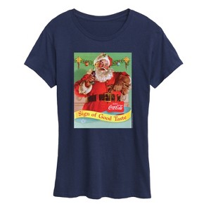 Women's - Coca-Cola - Vintage Christmas Santa Sign Of Good Taste Short Sleeve Graphic T-Shirt - 1 of 4