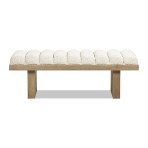 TiramisuBest Waterfall Entryway Bench - Beige Wood & Fabric, 52"W, 17.5x52x18 Inches - 1 of 4