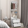 MOEPISY 2-in-1 Coat Rack and Nightstand, Wood Bedside/Entryway Storage Organizer with Drawer & Hooks - 2 of 4