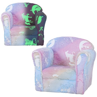 Qaba Kids Sofa Chair, Toddler Sofa w/ Glow in the Dark Star Design & Wooden Frame, Upholstered Baby Sofa for 18-36 Months