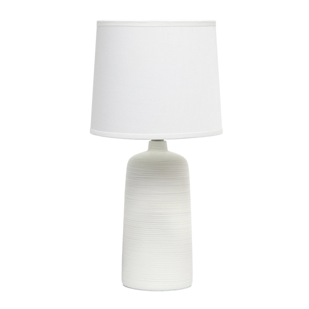 Photos - Floodlight / Street Light Simple Designs Textured Linear Ceramic Table Lamp Off-White : Tapered Base