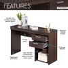 FONTOI Home Office Workstation Computer Desk Writting Table with Drawer Open Storage Study Desk for Living Room Bedroom, Brown, 47.6"* 16.1"*30.3" - 4 of 4