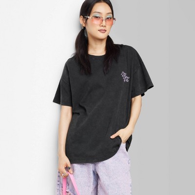 Women's Believe In The Universe Oversized Short Sleeve Graphic T-shirt -  Black 3x : Target