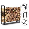 Firewood Rack with Waterproof Cover, Stainless Steel Outdoor Indoor Wood Storage Holder, Weather Resistant - 4 of 4
