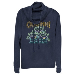 Juniors Womens Toy Story Squeeze Toy Aliens Cowl Neck Sweatshirt - 1 of 3