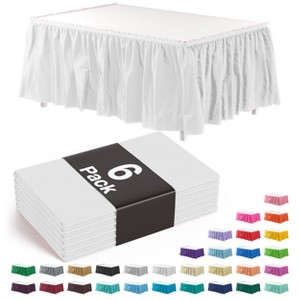 Crown Display 6 pack Disposable Plastic Tableskirts - 29" x 14 Ft ruffled Table Skirt with Adhesive Strip - 6 Count - 1 of 4