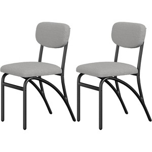 Dining Chair Set of 2, Upholstered Dining Chairs With Black Metal Legs, Farmhouse Kitchen Dining Chairs, Fabric Upholstered Side Chairs - 1 of 4