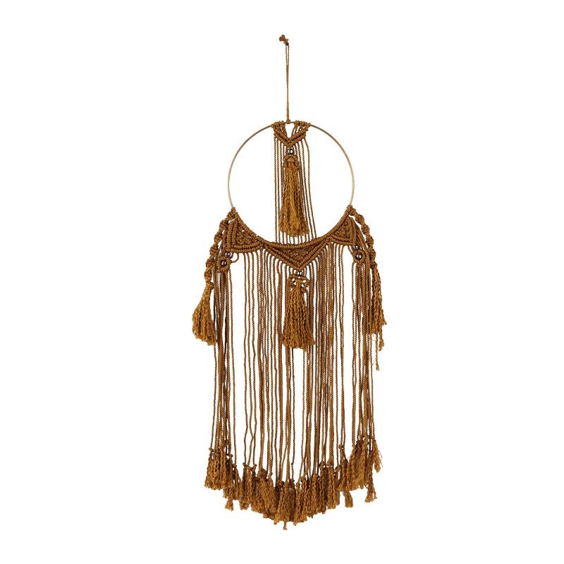 Fabric Macrame Intricately Weaved Wall Decor with Beaded Fringe Tassels Brown - Olivia &#38; May, 4 of 11
