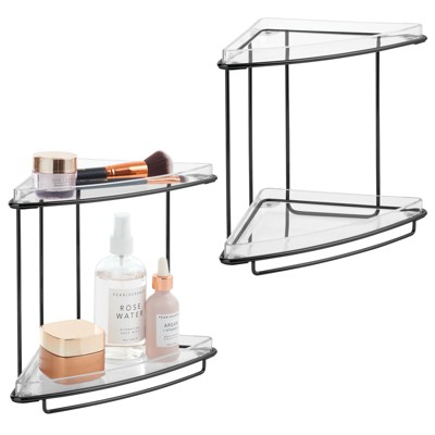 Mdesign Steel/plastic 2-tier Freestanding Bathroom Organizer Shelf, Light  Gray : Target