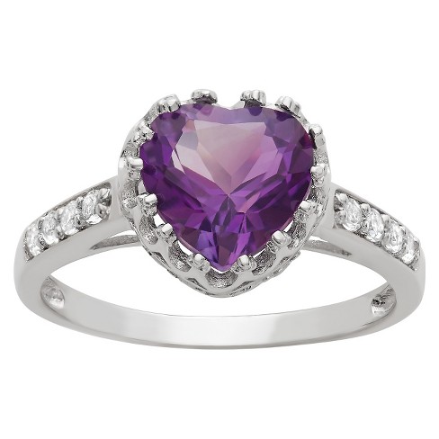 1 3/4 Tcw Tiara Heart-cut Amethyst Crown Ring In Sterling Silver - (8 ...