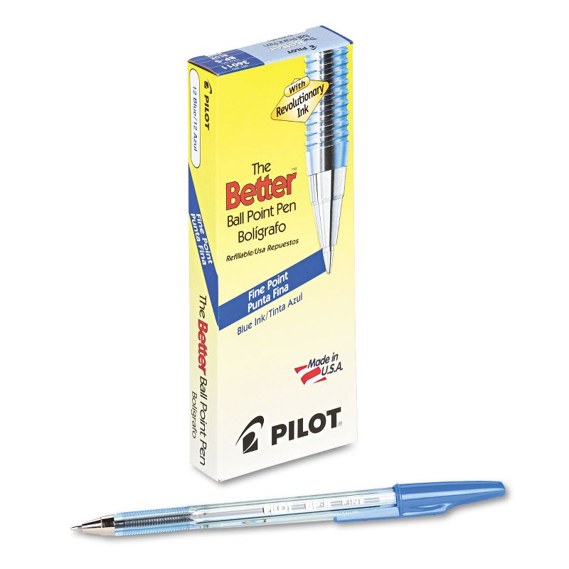 Pilot Better Ball Point Stick Pen Blue Ink .7mm Dozen 36011, 1 of 5