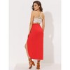 Allegra K Women's Split Ruched High Waist Summer Beach Maxi Skirts - 4 of 4