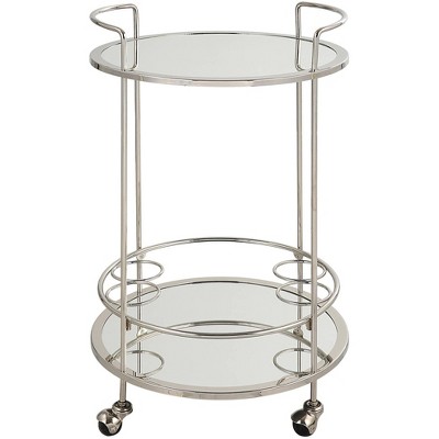 Uttermost Spritz 18" Wide Polished Chrome 2-Shelf Rolling Bar Cart