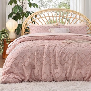 Queen Comforter Set -Bedsure 3Pcs Comforter Bedding Set with Intricate Solid Embroidery - 1 of 4