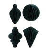 Northlight Accordion Honeycomb Foldable Paper Christmas Finial Ornaments - 4" - Green - Set of 4 - 4 of 4