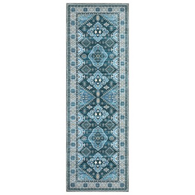 Washable Vintage Chenille Floral Print Farmhouse Area Rugs for Home Office