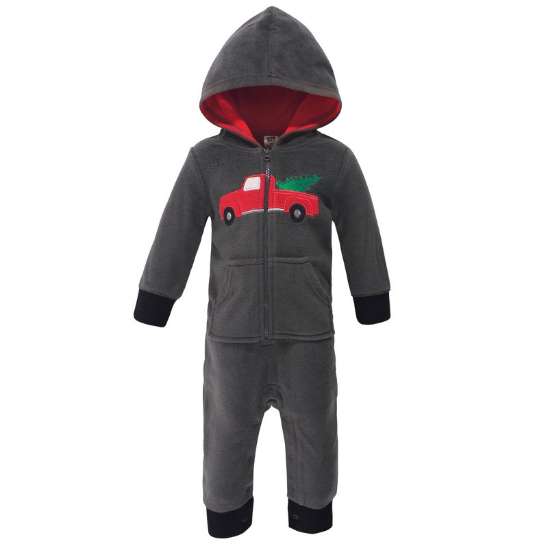 Hudson Baby Infant Boy Fleece Jumpsuits, Coveralls, and Playsuits 2pk, Christmas Tree, 3 of 5