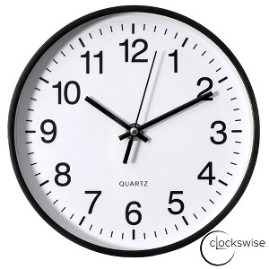 Clockswise Black Analog Clock – Silent, Non-Ticking for Wall, Office Desk, Table and Shelf, Battery-Operated Perfect for Home Office - 1 of 4