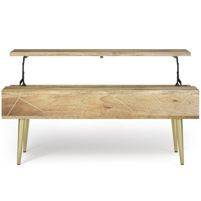 48 Moreno Solid Mango Wood Lift Top Coffee Table Natural - Wyndenhall :  Target