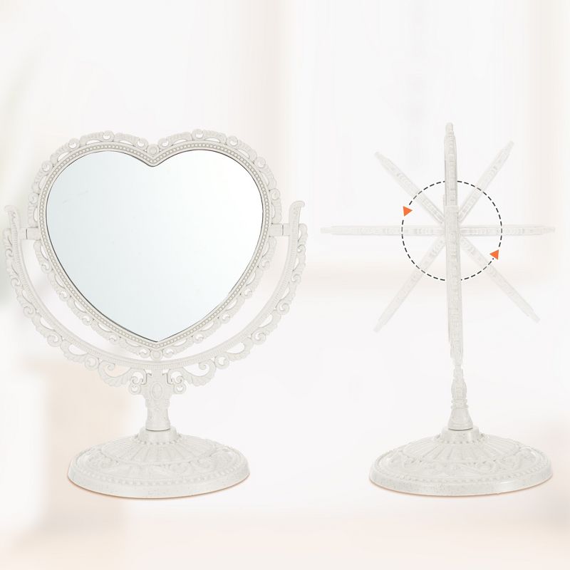 Unique Bargains Love Heart Shaped Double Sided 360° Rotating Makeup Mirror 1 Pc, 4 of 7
