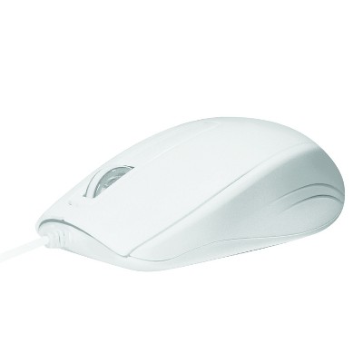 Macally USB 5ft wired Computer 3 Button Ergonomic Quiet Mouse - White