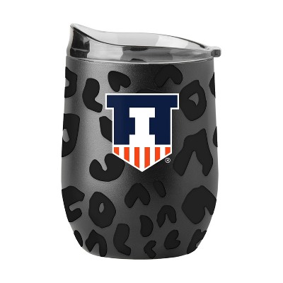 NCAA Illinois Fighting Illini 16oz Black Leopard Stainless Steel Wine Tumbler