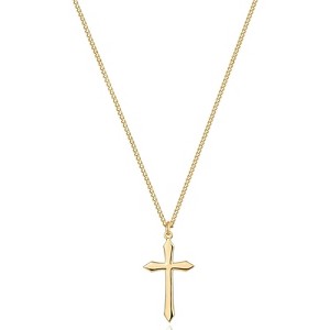 Cross Necklace 14K Plated Dainty Chain, Minimalist Faith Pendant Religious Prayer Jewelry Gift - 1 of 4