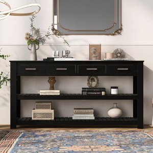 KIGFTSOD Stylish Entryway Console Table with 4 Drawers and 2 Shelves, Suitable for Entryways, Living Rooms - 1 of 4