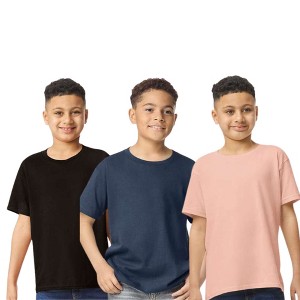 EG PRO Kid Boy Short Sleeve T Shirt Tees Heavy Cotton - 3 Pack - 1 of 4