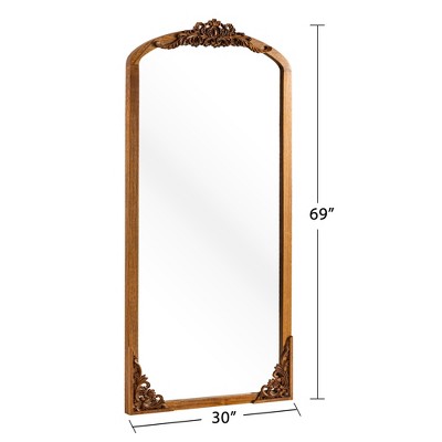 PexFix 70"x30" Solid wood carved right-angle slightly arched golden full-length mirror